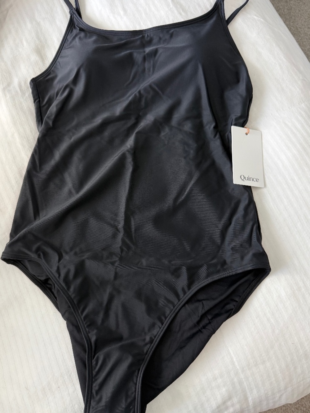 NWT Quince Italian Cami one piece bathing suit in black. Med - Picture 3 of 5
